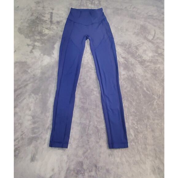 Lululemon Sz 4 Navy Blue Leggings Athletic High Rise 7/8 Length Ankle Gym C12-2 - Picture 1 of 9